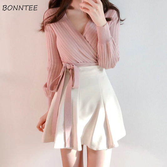 Mini Skirts Women Simple All-match Sweet Lovely School Students Summer Korean Style A-Line Solid Empire High Elasticity Soft ins