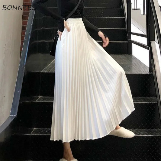 Skirts Women Loose Daily Simple Hot Sale Streetwear Solid Pleated High Waist All-match Fashion Student Female Spring New Arrival